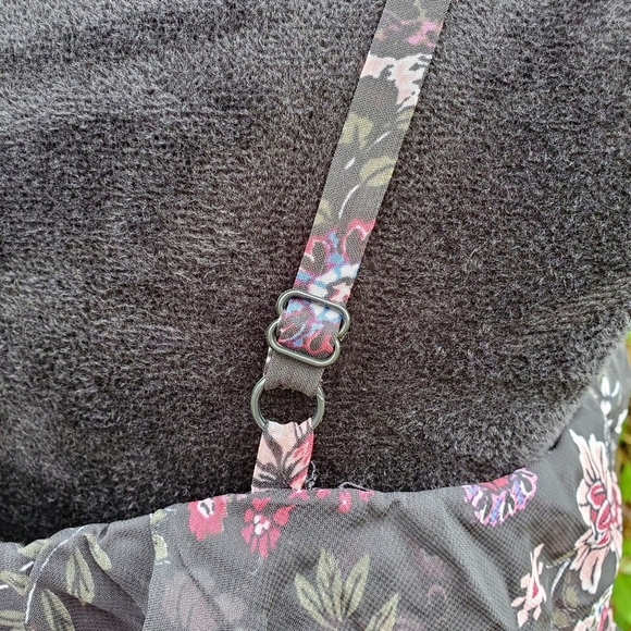 BCX Black Purple Pink Floral Flowy Boho Off Shoulder Blouse Size Large EUC - Picture 11 of 15